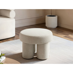 SOLACE+CO Ferro Beige Fabric Low Round Pouffe - thumbnail 2