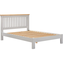 Seconique Windsor Double Pebble Grey and Oak Low End Bed Frame - thumbnail 2