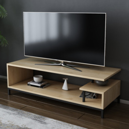 Decorotika Reilly Black and Sapphire Oak 2 Shelf TV Unit
