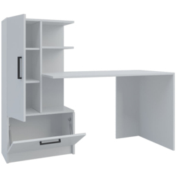 Shefa Arden Single Door Single Drawer 2 Shelf Computer Desk White - thumbnail 3