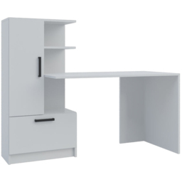 Shefa Arden Single Door Single Drawer 2 Shelf Computer Desk White - thumbnail 2