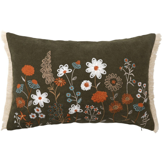 The Fall Collection Cerelia Green Fringe Cushion 60 x 40cm - image 1
