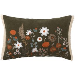 The Fall Collection Cerelia Green Fringe Cushion 60 x 40cm - thumbnail 1