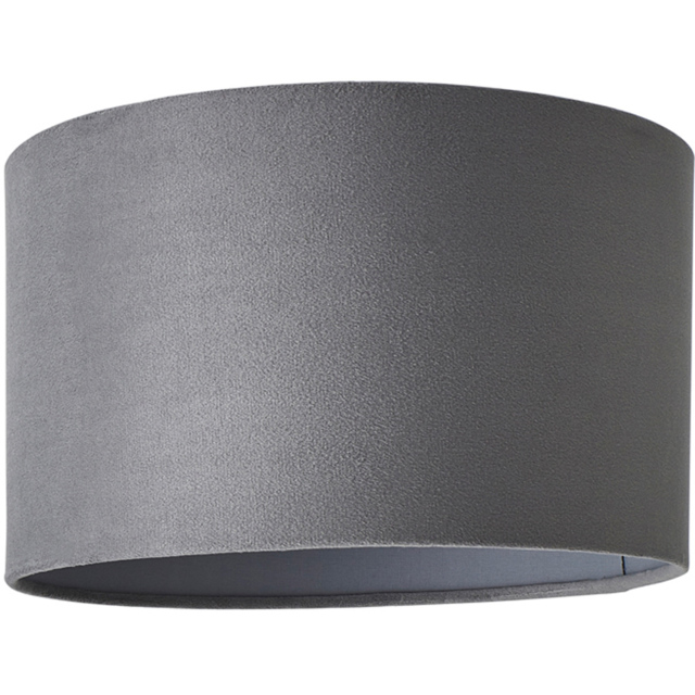 ValueLights Reni Grey Velvet Drum Ceiling Lamp Shade 25cm - image 1