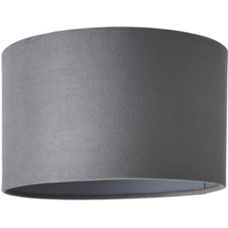 ValueLights Reni Grey Velvet Drum Ceiling Lamp Shade 25cm