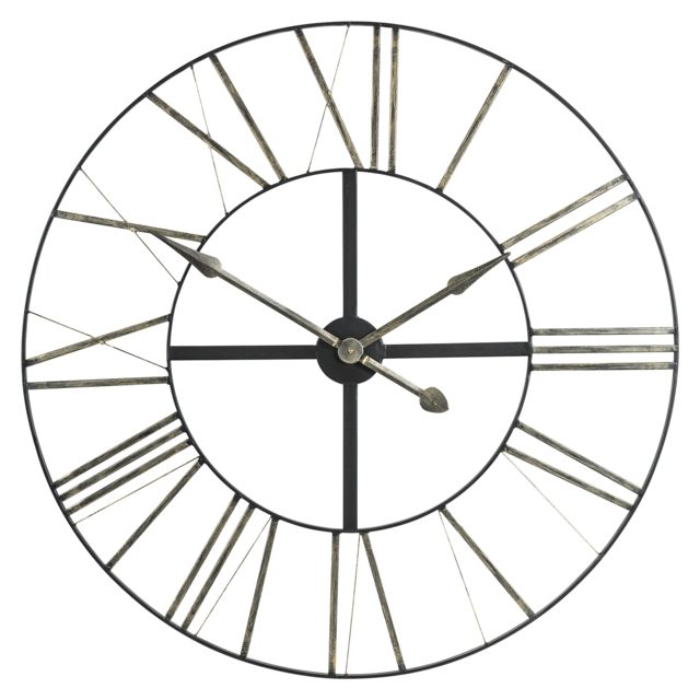 Black Round Iron Silver Numerals Wall Clock 90cm - image 1