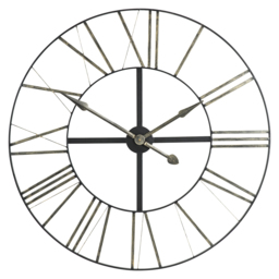 Black Round Iron Silver Numerals Wall Clock 90cm