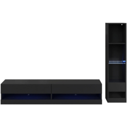 GFW Galicia 6 Shelf Black Compact Wall Mounted LED Media Set - thumbnail 2