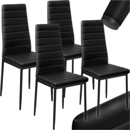 tectake Black Padded High Backrest Dining Chair Set of 4 - thumbnail 2