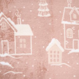 Fleece Brown Winter Village Christmas Throw 150 x 120cm - thumbnail 3