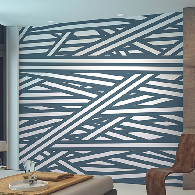 Origin Murals Striped Criss Cross Pattern Blue Wall Mural - image 1