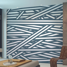 Origin Murals Striped Criss Cross Pattern Blue Wall Mural - thumbnail 1