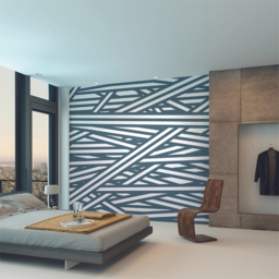 Origin Murals Striped Criss Cross Pattern Blue Wall Mural - thumbnail 3