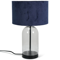 ValueLights Jessy Black and Navy Velvet Shade Glass LED Table Lamp - thumbnail 1