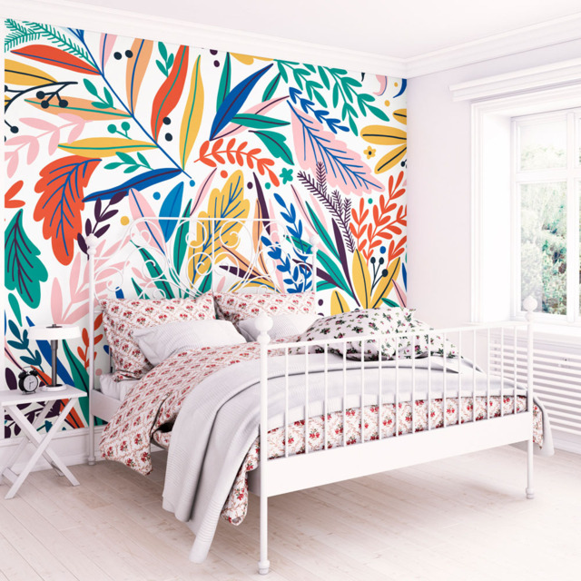 Origin Murals Patterned Leaves Multicolour Wall Mural - image 1