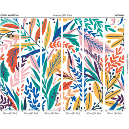 Origin Murals Patterned Leaves Multicolour Wall Mural - thumbnail 3
