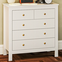 Portland 5 Drawer White and Gold Fluted Chest of Drawers - thumbnail 1