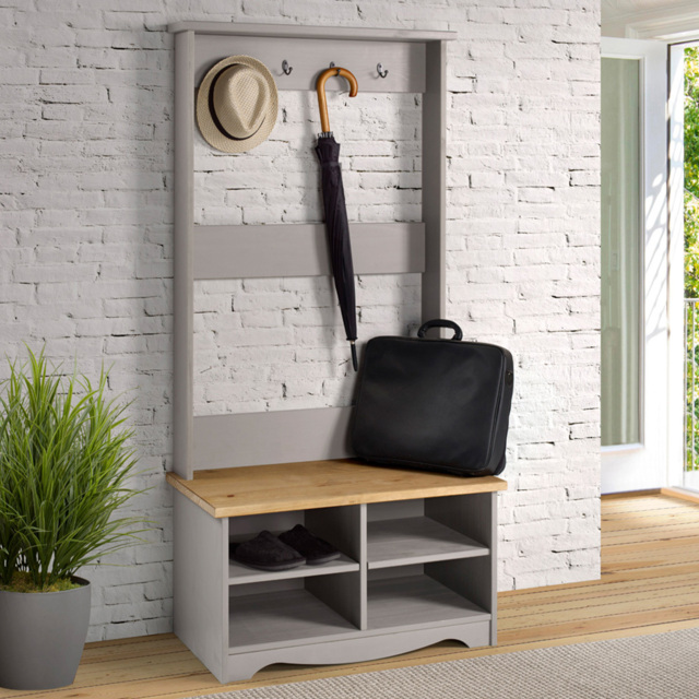 Core Products Corona Grey Coat Rack Hall Bench - image 1
