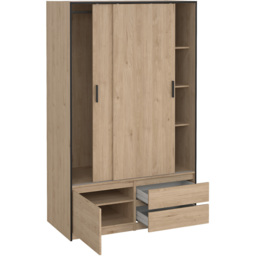 Florence 3 Door 2 Drawer Jackson Hickory Oak Sliding Wardrobe - thumbnail 4