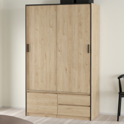 Florence 3 Door 2 Drawer Jackson Hickory Oak Sliding Wardrobe - thumbnail 1