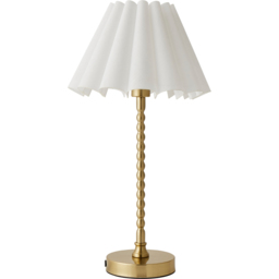 ValueLights Maeve White Scallop Pleated Tapered Shade Gold Bobbin Bobble LED Table Lamp - thumbnail 1