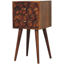 Artisan Furniture Chestnut 2 Drawer Solid Wood Mini Cube Bedside Table - thumbnail 3