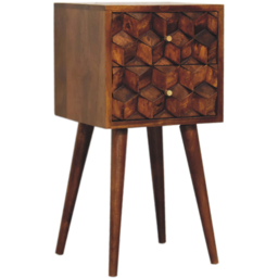 Artisan Furniture Chestnut 2 Drawer Solid Wood Mini Cube Bedside Table - thumbnail 4