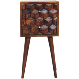 Artisan Furniture Chestnut 2 Drawer Solid Wood Mini Cube Bedside Table - thumbnail 2