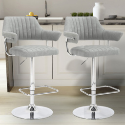 Shankar Cortez Grey Leather Light Bar Stool Set of 2 - thumbnail 1