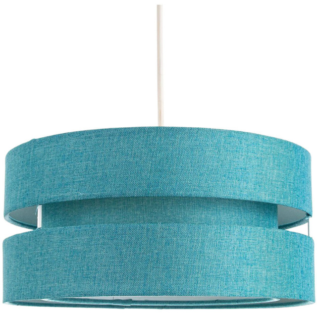 Happy Homewares Teal Linen Fabric Triple Tier Ceiling Pendant Shade - image 1