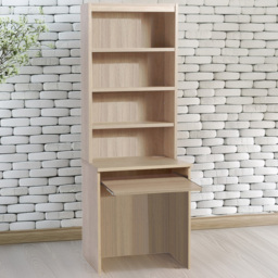 R White Cabinets Brown Small 4 Shelf Desk with Keyboard Tray - thumbnail 1