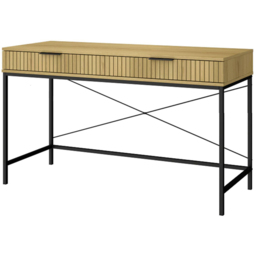 Home Source Wisbech Oak Effect and Black 2 Drawer Desk - thumbnail 2