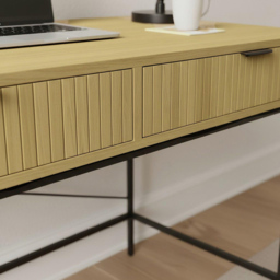 Home Source Wisbech Oak Effect and Black 2 Drawer Desk - thumbnail 4