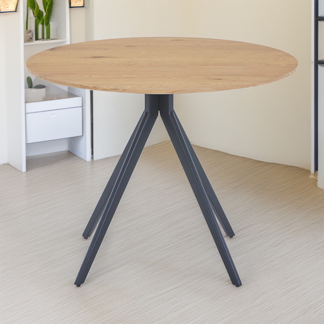 Core Products Aspen 2 Seater Round Dining Table Light Oak Effect Top and Black - image 1
