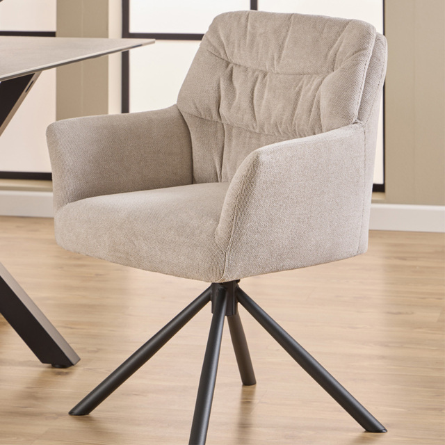 Florence Alonso Set of 2 Cream Swivel Dining Chair with Armrest - image 1