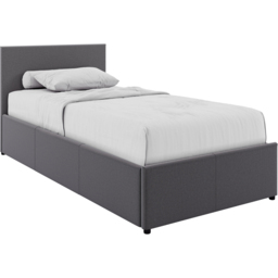 Vida Designs Veronica Dark Grey Single Linen Ottoman Bed with Padded Headboard - thumbnail 2