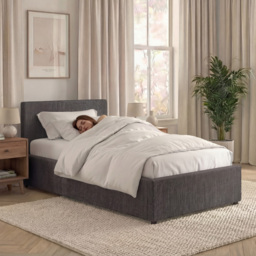 Vida Designs Veronica Dark Grey Single Linen Ottoman Bed with Padded Headboard - thumbnail 4