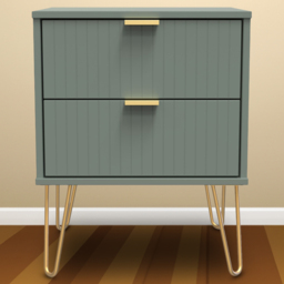 Crowndale 2 Drawer Reed Green Bedside Table Ready Assembled