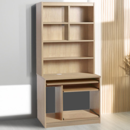 R White Cabinets Brown 6 Shelf Computer Desk with Hutch