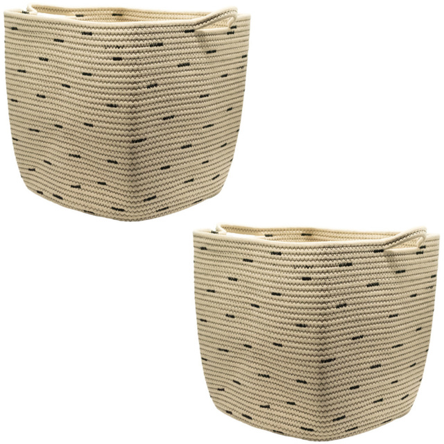 Homebase Cotton Rope Cream and Black Cube Storage Insert 2 Pack - image 1