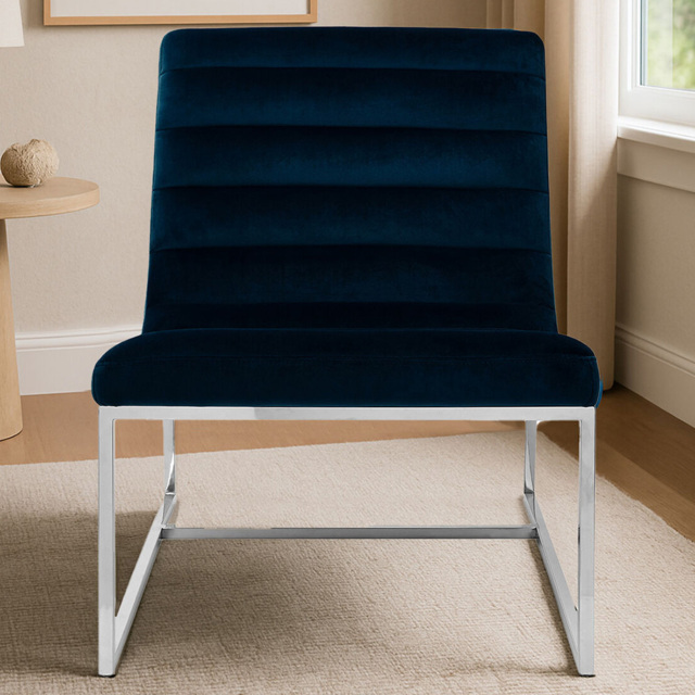 Premier Housewares Vogue Midnight Velvet Curving Profile Lounge Chair - image 1