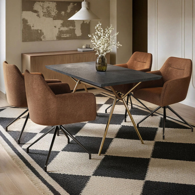 SOLACE+CO Lexi Isla Brown 4 Seater Dining Set - image 1