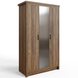 GFW Boston Oak 3 Door Mirrored Wardrobe - thumbnail 2