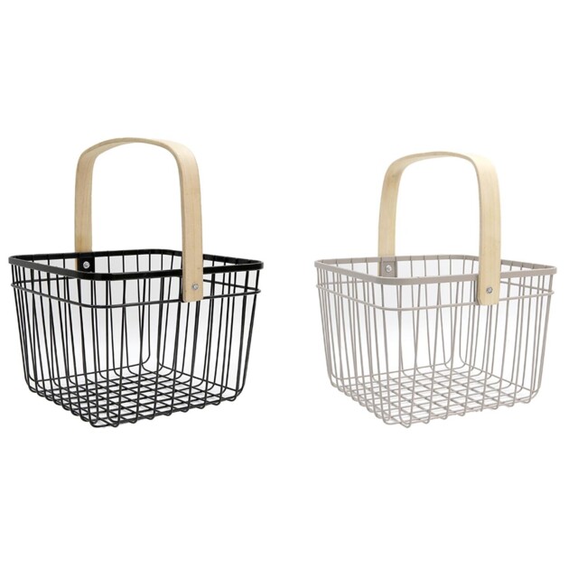 Single Malmo Wire Mesh Storage Basket with Wooden Handle in Assorted styles