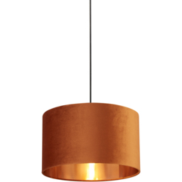 Lighting Collection Burnt Orange Copper Inner Velvet Drum Shade 40cm - thumbnail 3
