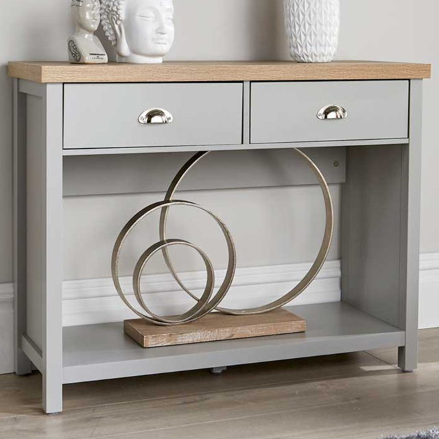 Home Source Avon Grey 2 Drawer Single Shelf Console Table - image 1