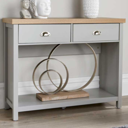 Home Source Avon Grey 2 Drawer Single Shelf Console Table - thumbnail 1