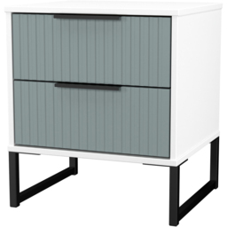 Crowndale Fluted 2 Drawer Duck and White Matt Compact Bedside Cabinet Ready Assembled - thumbnail 4