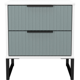 Crowndale Fluted 2 Drawer Duck and White Matt Compact Bedside Cabinet Ready Assembled - thumbnail 2