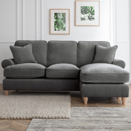 The Victoria 3 Seater Charcoal Right Hand Chaise Sofa
